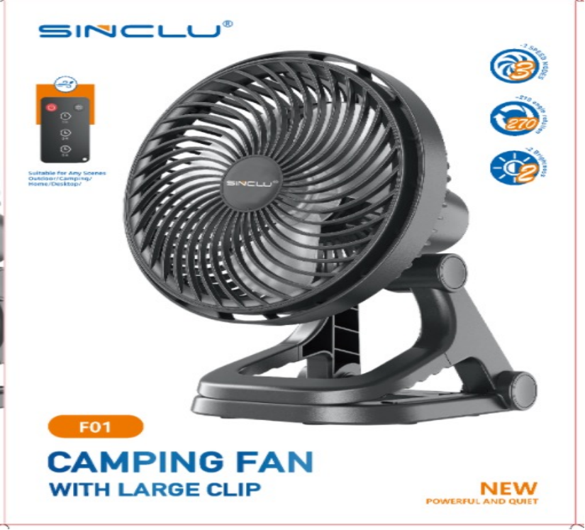 SINCLU Clip Fan, 8 Inch Mini Quiet Desk Fan With Light, 10000mAh USB Rechargeable Battery Operated Clip on Fan, USB Desk Fan, Portable Personal Small Fan For Desk, Office,Golf Cart F01