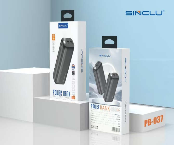 Built-in 4 Cables output 40000mah Sinclu PB-037 Portable Power Bank Charge LED Screen Power Display