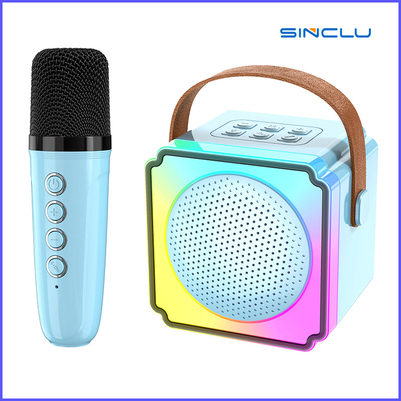 SINCLU Karaoke Machine for Kids Adults, Portable Bluetooth Mini Karaoke Microphone Singing Speaker with 2 Wireless Mic and Light,Toys for All Smartphones,Birthday, Family,Home Party Model:S-P8