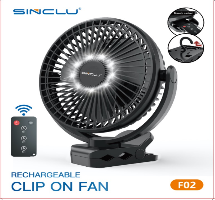 SINCLU  Misting Fan Clip Fan With Spray Function, 8 Inch Mini Quiet Desk Fan With Light, 10000mAh USB Rechargeable Battery Operated Clip on Fan, USB Desk Fan, Portable Personal Small Fan For Desk, Office,Golf Cart F02