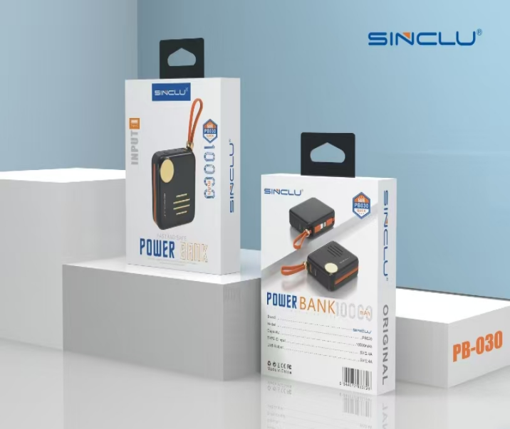 Built-in 4 Cables output 10000mah Sinclu PB-030 Portable Power Bank Charge LED Screen Power Display