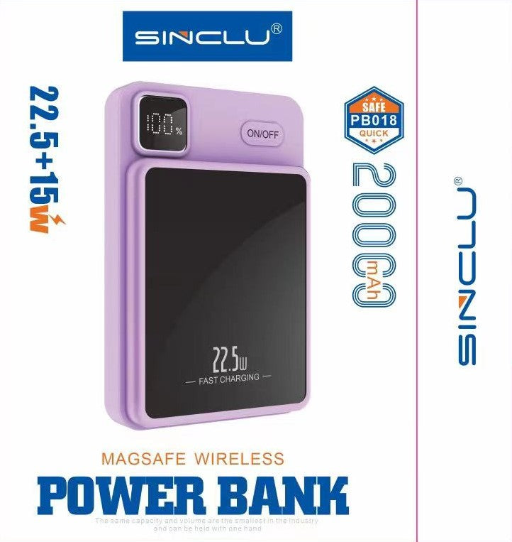 Built-in 4 Cables output 20000mah Sinclu PB-018 Portable Power Bank Charge With LED Screen Power Display