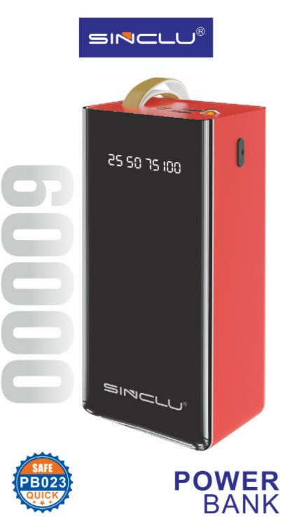 Built-in 4 Cables output 60000mah Sinclu PB-023 Portable Power Bank Charge With LED Screen Power Display