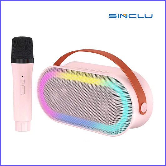 SINCLU Karaoke Machine for Kids Adults, Portable Bluetooth Mini Karaoke Microphone Singing Speaker with 2 Wireless Mic and Light,Toys for All Smartphones,Birthday, Family,Home Party  Model:S-P6