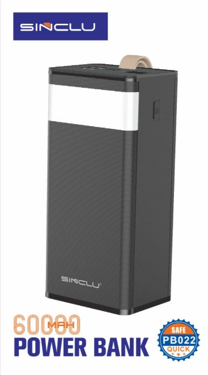 Built-in 4 Cables output 60000mah Sinclu PB-022 Portable Power Bank Charge With LED Light