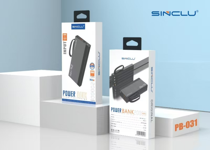 Built-in 4 Cables output 20000mah Sinclu PB-031 Portable Power Bank Charge LED Scre0en Power Display
