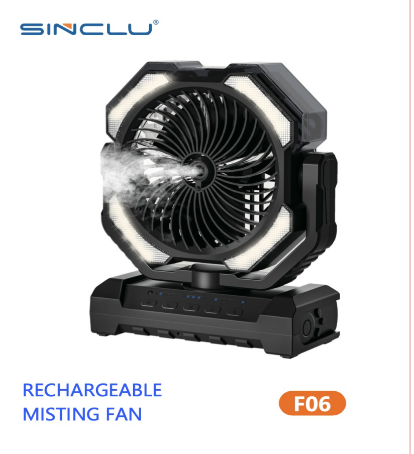 SINCLU  Mini Quiet Desk Fan With Light, 10000mAh USB Rechargeable Battery Operated Clip on Fan, USB Desk Fan, Portable Personal Small Fan For Desk, Office,Golf Cart F06