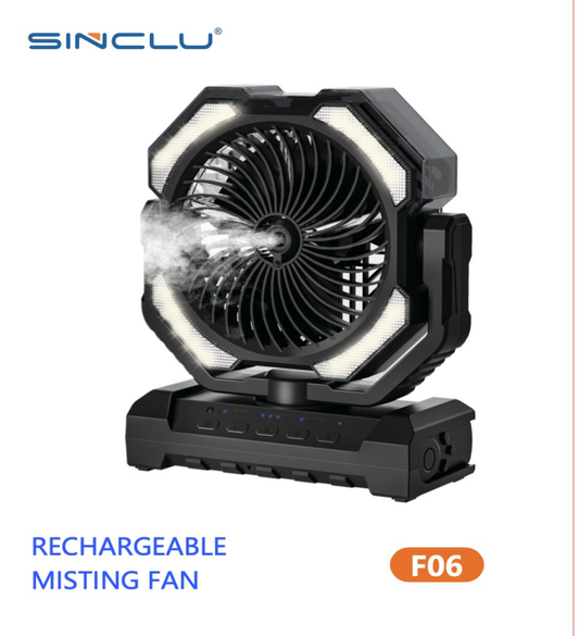SINCLU  Mini Quiet Desk Fan With Light, 10000mAh USB Rechargeable Battery Operated Clip on Fan, USB Desk Fan, Portable Personal Small Fan For Desk, Office,Golf Cart F06