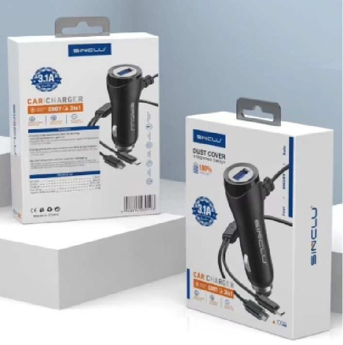 PD charger Fast Car Charger With Type-c+ V8 Cable 40W  USB Output Port Mobile Phone Car Charger SINCLU C007 For Diverse Mobile Phone