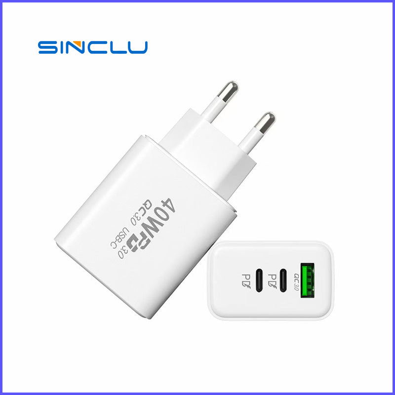 40W PD charger USB-C Fast Charger Type C Type A Mobile Phone Wall Charger SINCLU-126  For Diverse Mobile Phone.