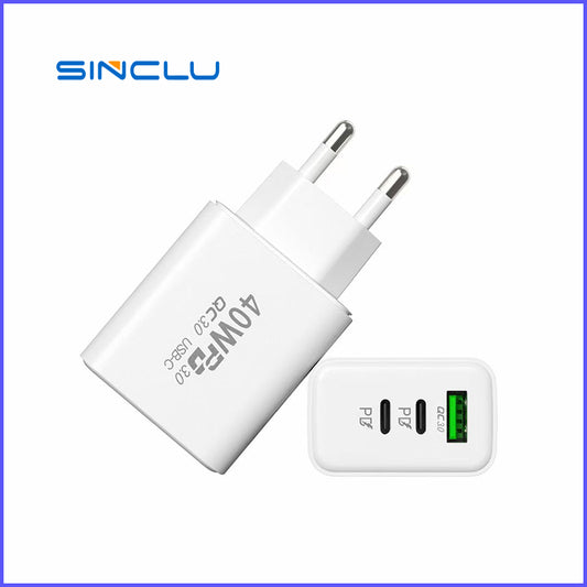 40W PD charger USB-C Fast Charger Type C Type A Mobile Phone Wall Charger SINCLU-126  For Diverse Mobile Phone.