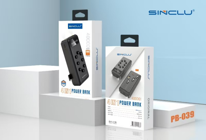 Built-in 4 Cables output 40000mah Sinclu PB-039 Portable Power Bank Charge LED Scre0en Power Display